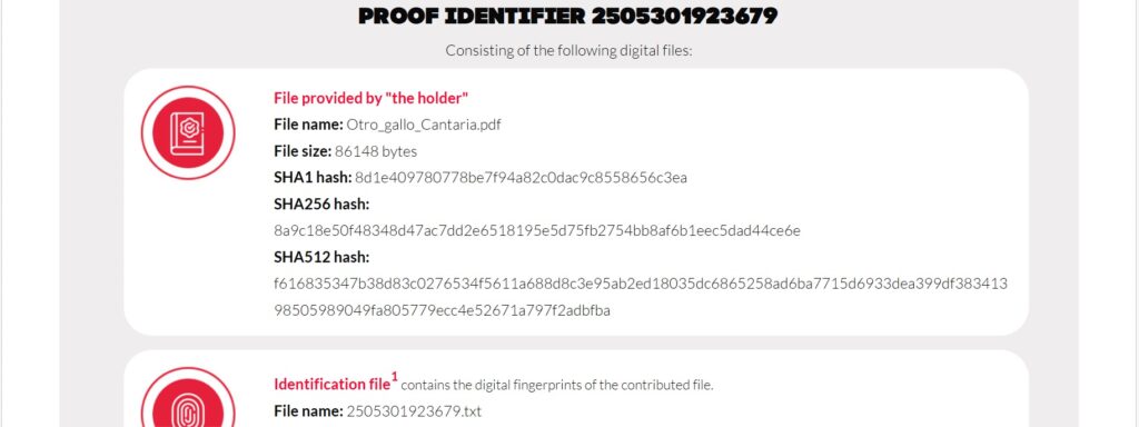 Identificador de prueba con hashes del archivo PDF
